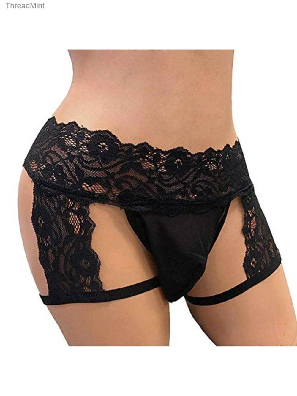 Men's Lace Pouch Bikini Briefs Sexy Sissy Crossdress Underwear